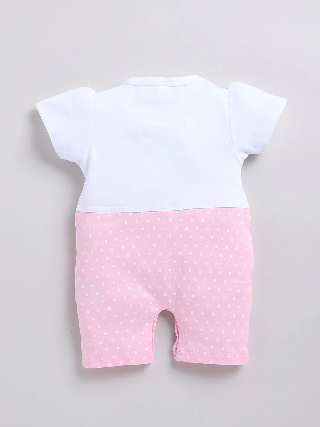 Moms Love Infant Girls Printed Cotton Rompers with Applique Detail - Image 3