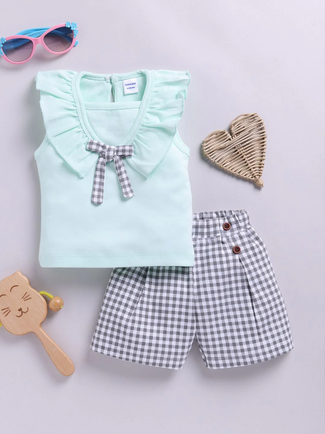Moms Love Infant Girls Pure Cotton Top with Shorts