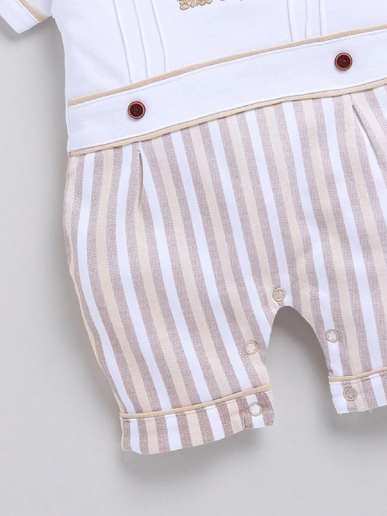 Moms Love Infant Girls Striped Cotton Rompers with Applique Detail - Image 6