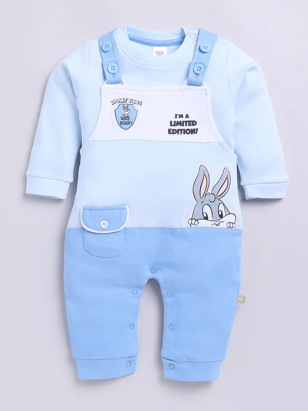 Moms Love Infants Boys Pure Cotton Applique Detail Dungaree With T-Shirt - Image 2