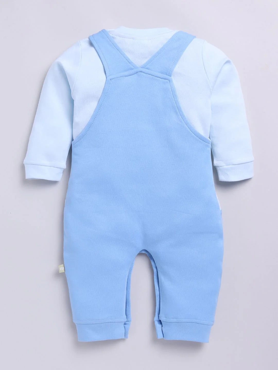 Moms Love Infants Boys Pure Cotton Applique Detail Dungaree With T-Shirt - Image 3