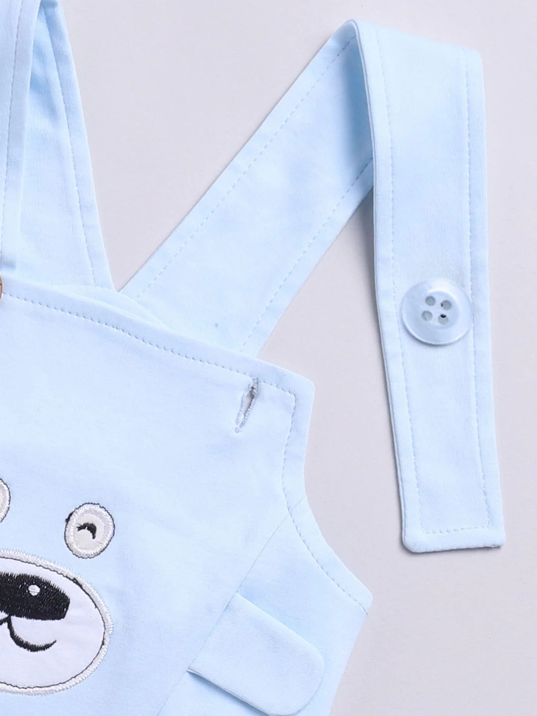 Moms Love Infants Boys Pure Cotton Embroidered Detail Dungaree With Printed T-Shirt - Image 6