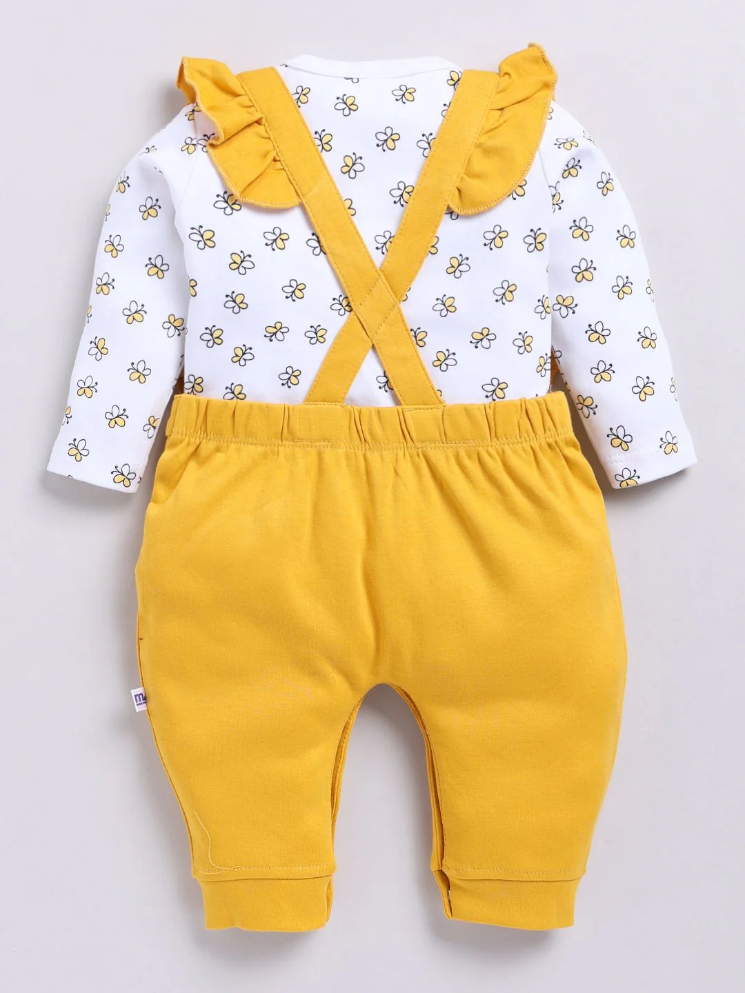 Moms Love Infants Girls Cotton Ruffled Dungarees with T-shirt - Image 2