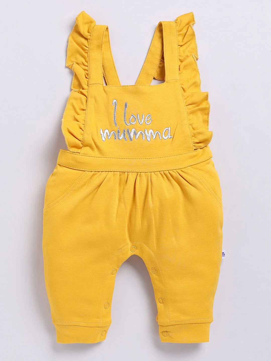 Moms Love Infants Girls Cotton Ruffled Dungarees with T-shirt - Image 5