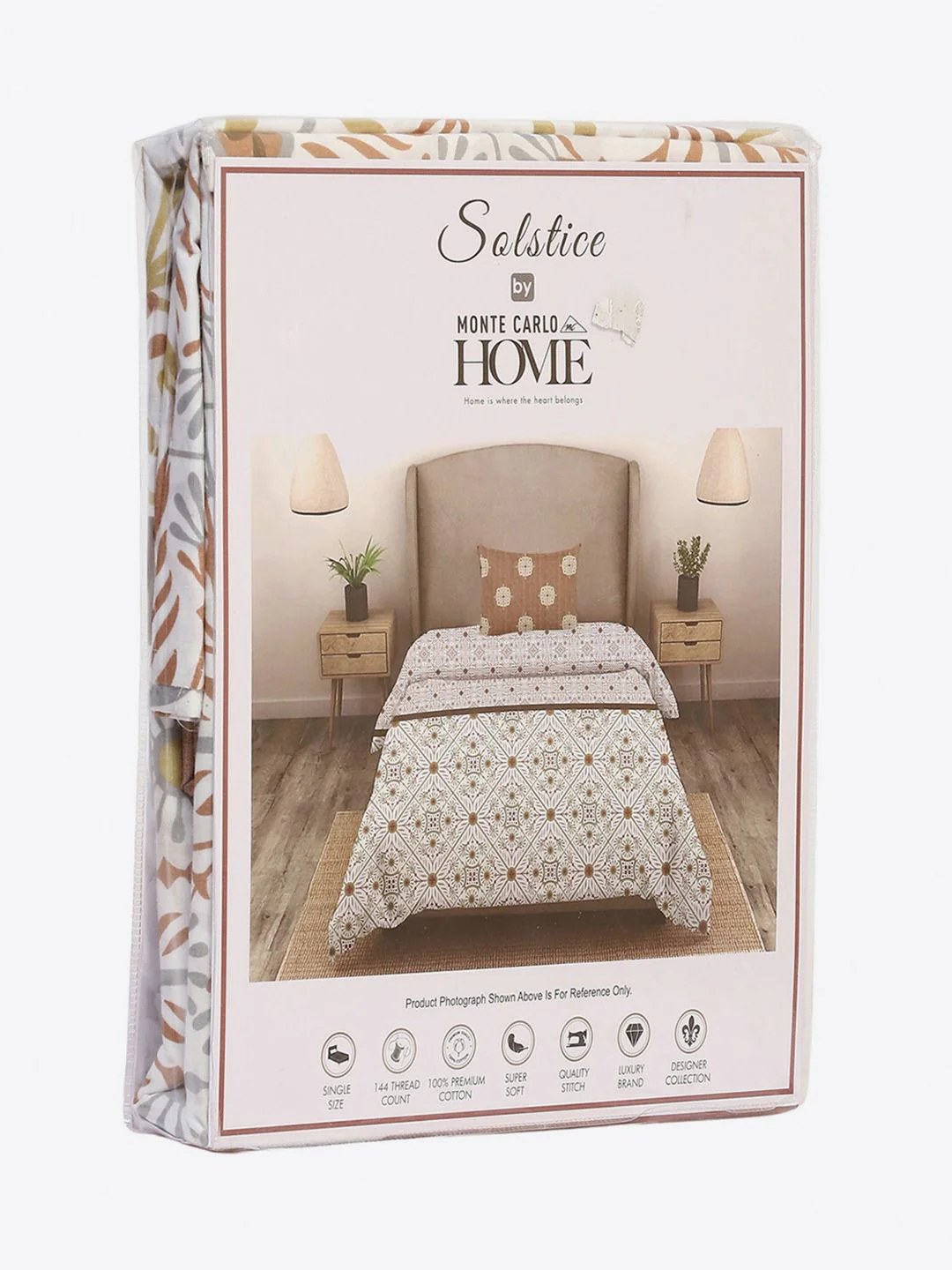 Monte Carlo Beige & Yellow Ethnic Motifs Cotton 144 TC Single Bedsheet Set-2.29 m x 1.52 m - Image 6