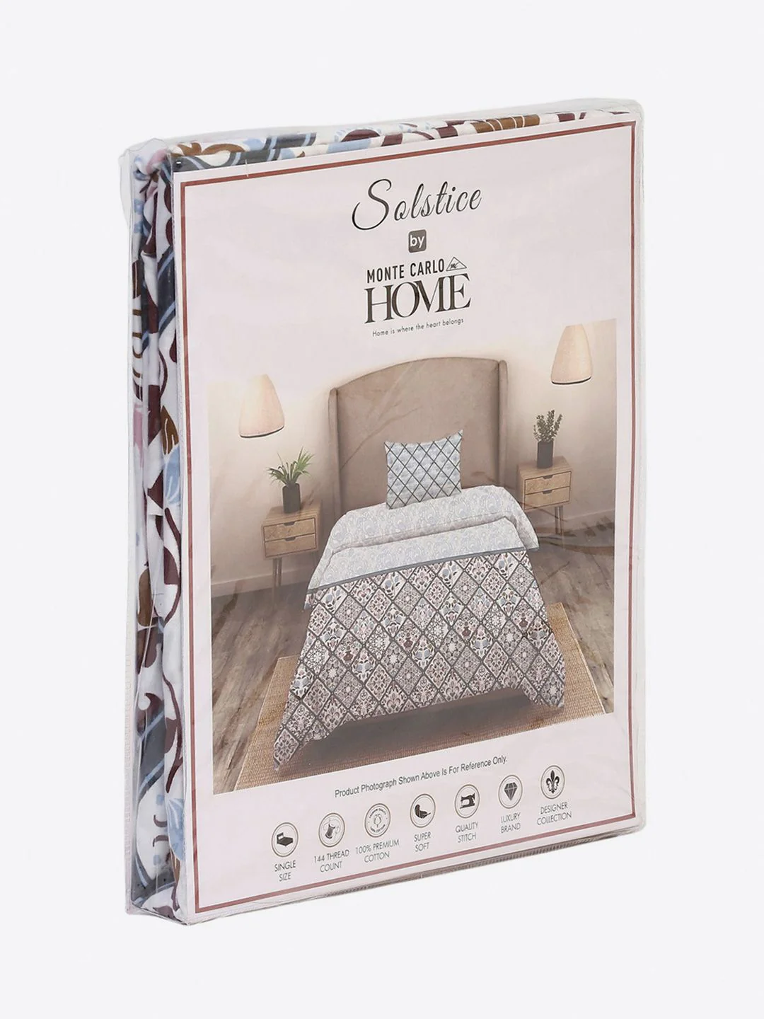 Monte Carlo Blue & Pink Floral Printed Cotton 144 TC Single Bedsheet Set 2.29 m x 1.52 m - Image 6