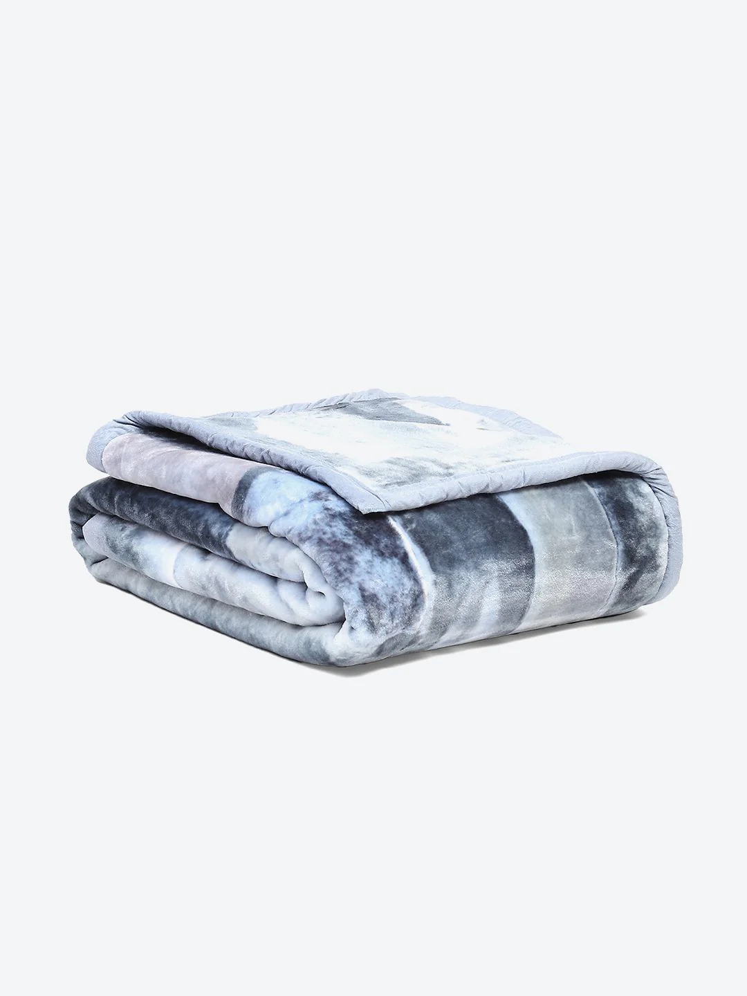 Monte Carlo Blue & White Abstract Printed Mild Winter Double Bed Blanket - Image 5