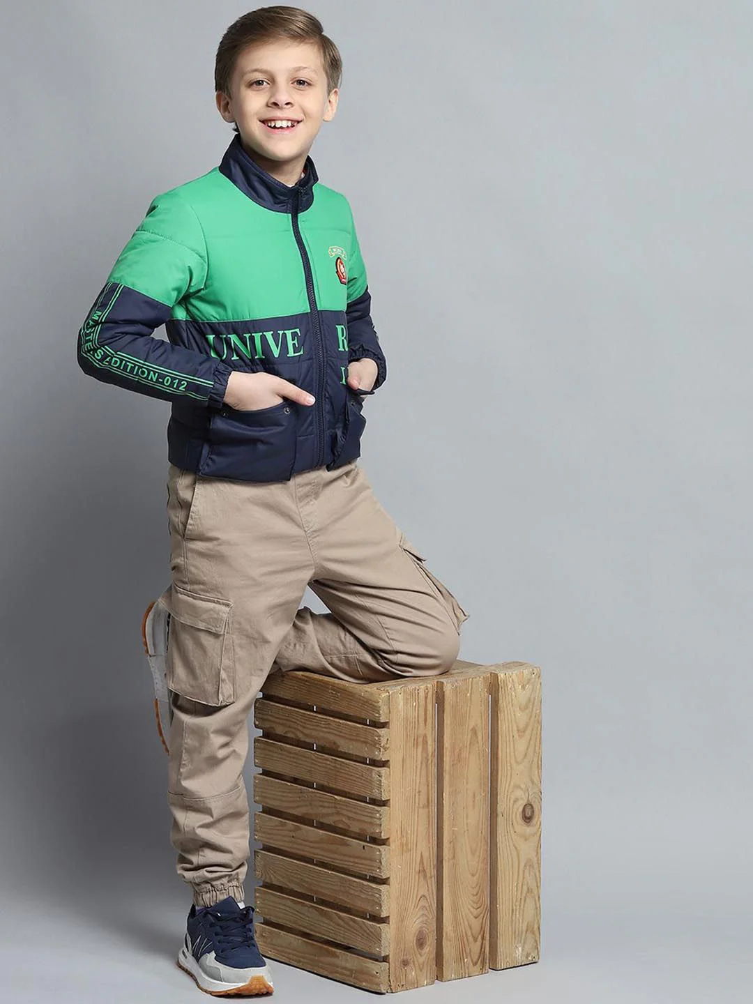 Monte Carlo Boys Mock Collar Colourblocked Casual Lightweight Padded Jacket - Image 6