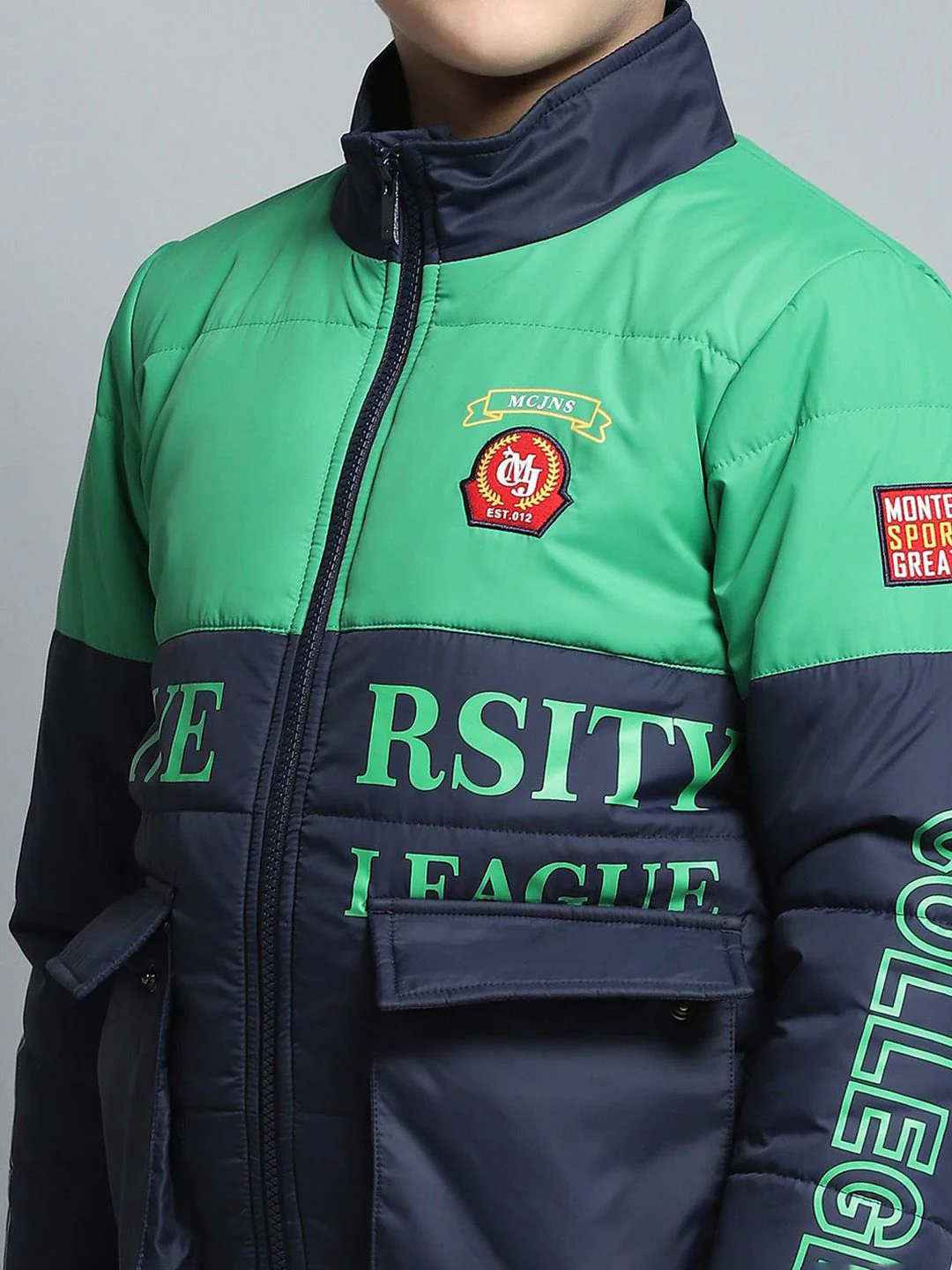 Monte Carlo Boys Mock Collar Colourblocked Casual Lightweight Padded Jacket - Image 2
