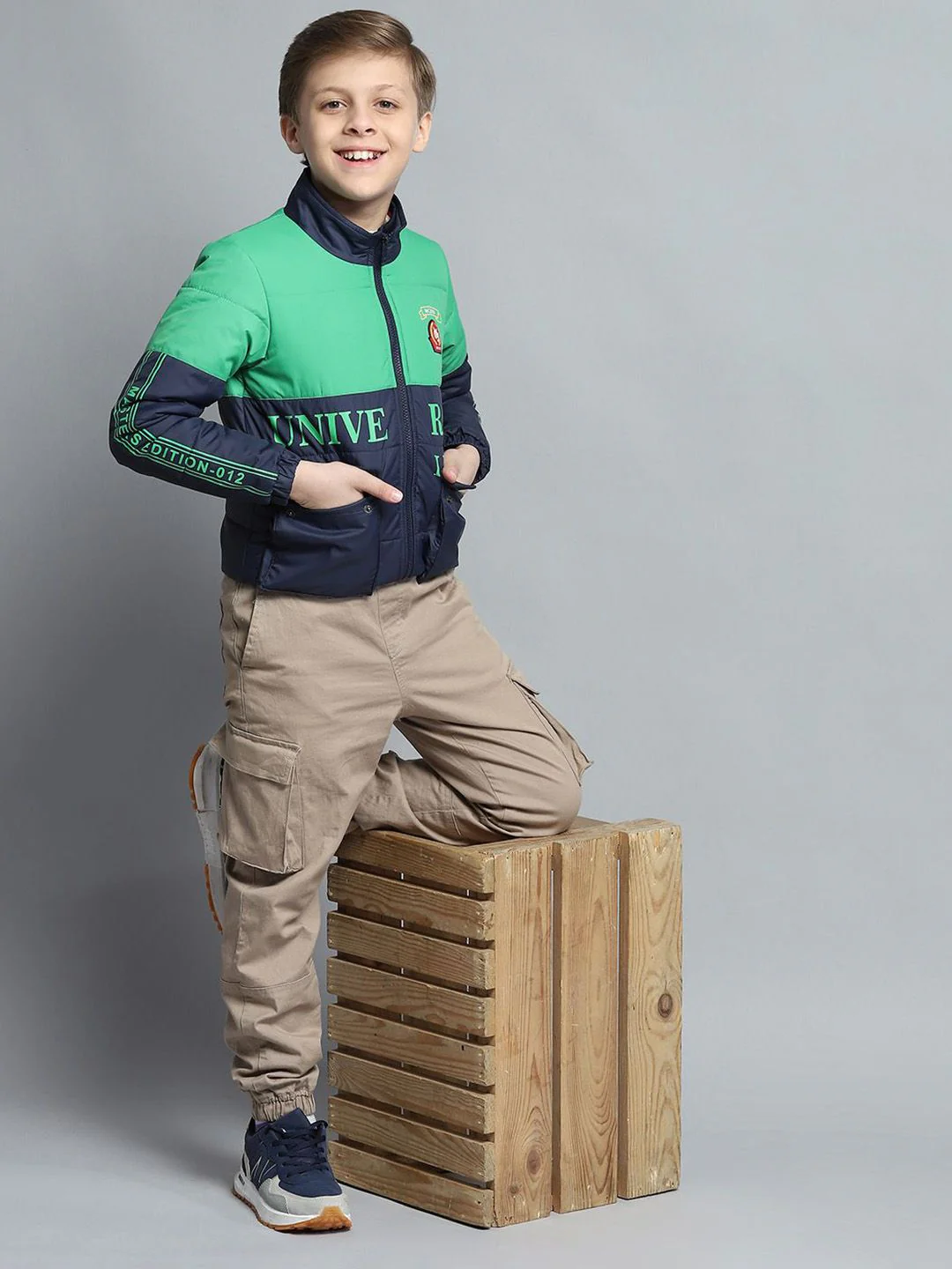 Monte Carlo Boys Mock Collar Colourblocked Casual Lightweight Padded Jacket - Image 6