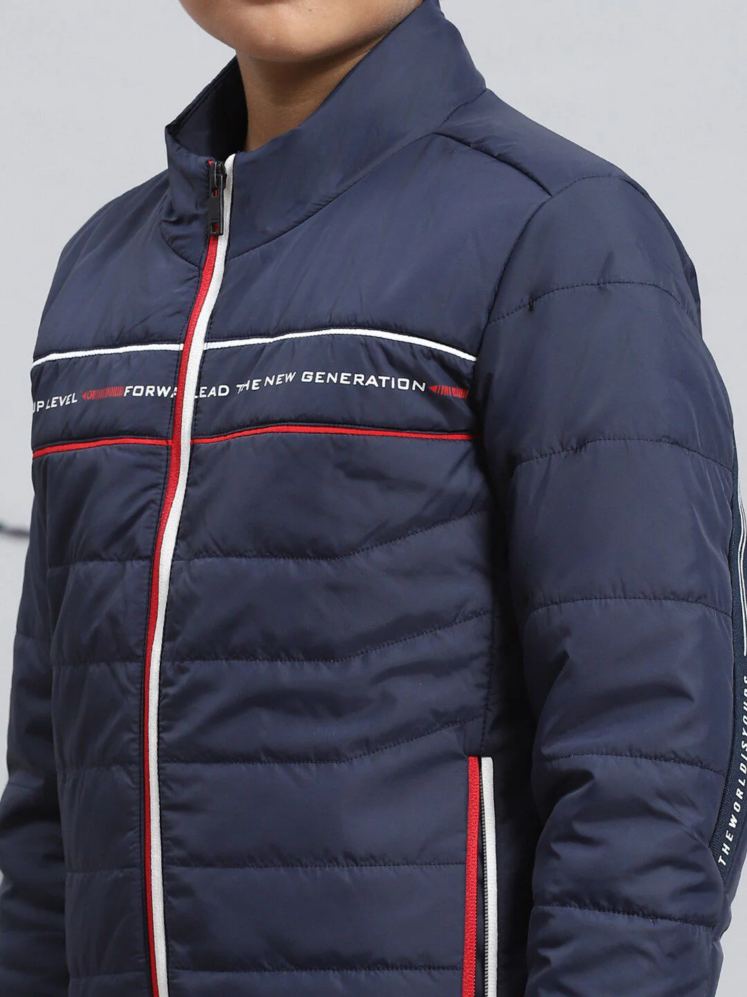 Monte Carlo Boys Striped Lightweight Padded Jacket With Zip Detail - Image 2