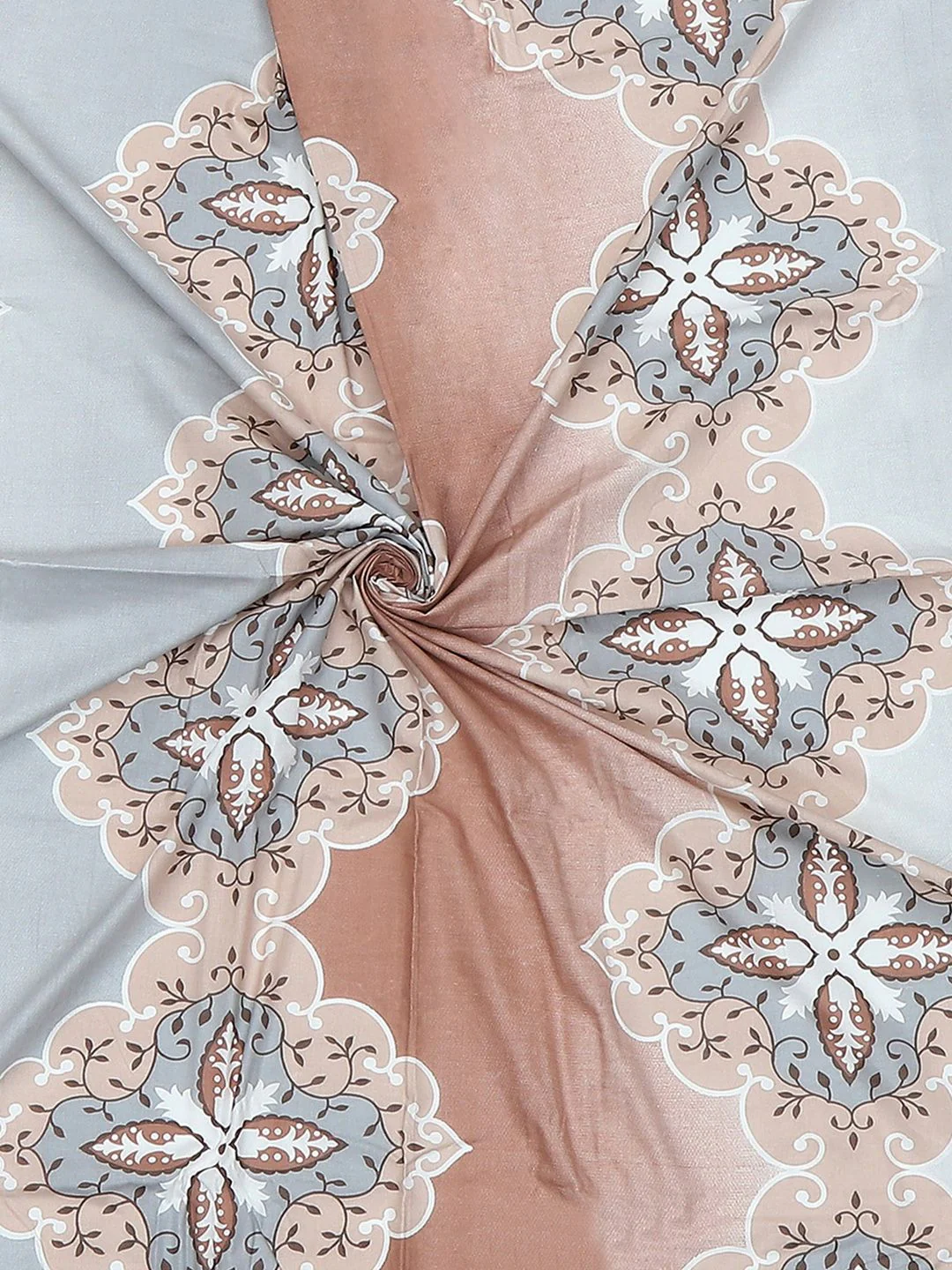 Monte Carlo Brown & Grey Ethnic Motifs Cotton 144 TC Single Bedsheet Set-2.29 m x 1.52 m - Image 4