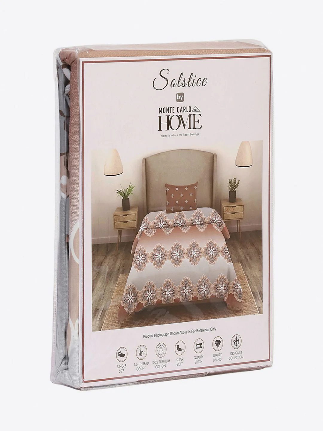 Monte Carlo Brown & Grey Ethnic Motifs Cotton 144 TC Single Bedsheet Set-2.29 m x 1.52 m - Image 6