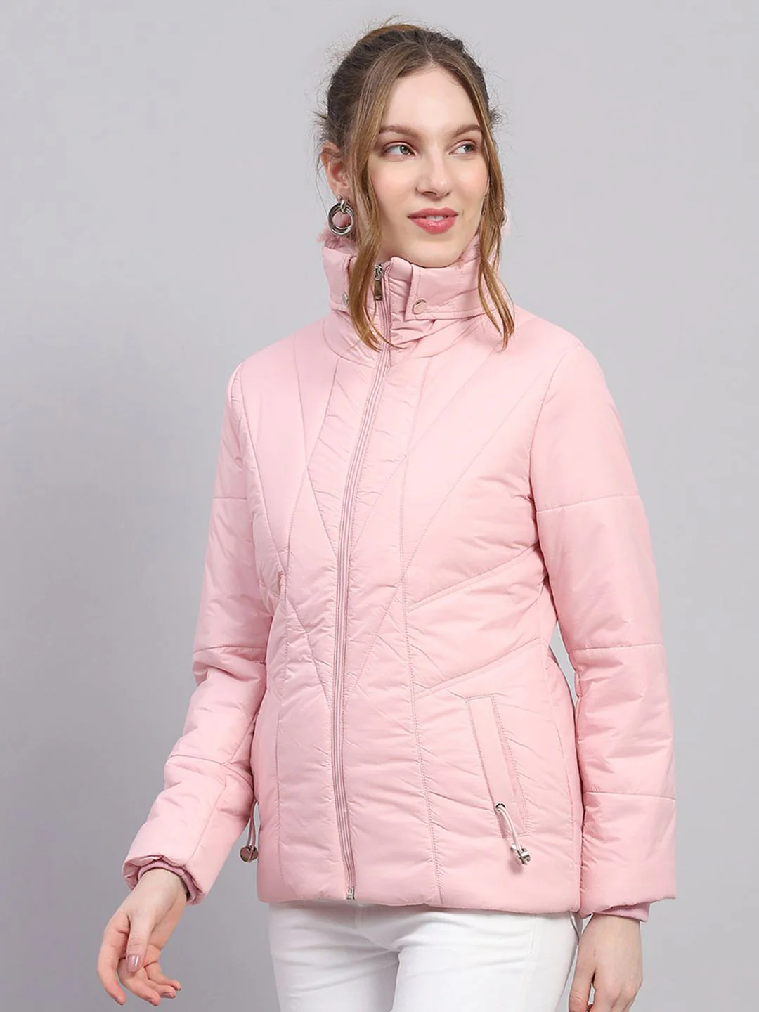 Monte Carlo Fur Detail Stand Collar Padded Jacket - Image 3
