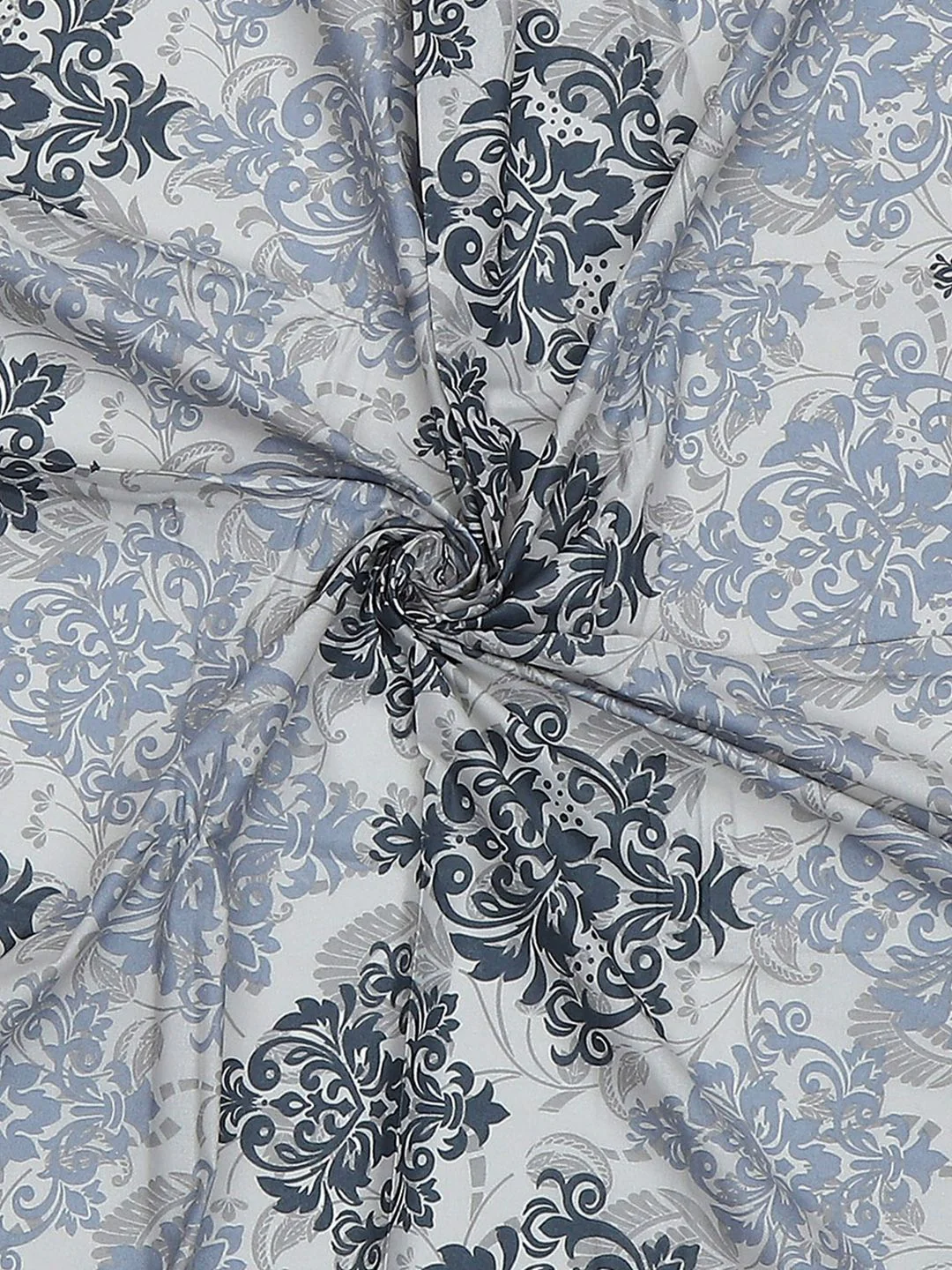 Monte Carlo Grey & Blue Ethnic Motifs Cotton 104 TC Single Bedsheet Set-2.24 m x 1.52 m - Image 4