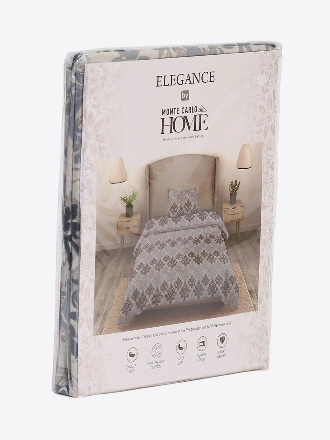 Monte Carlo Grey & Blue Ethnic Motifs Cotton 104 TC Single Bedsheet Set-2.24 m x 1.52 m - Image 6