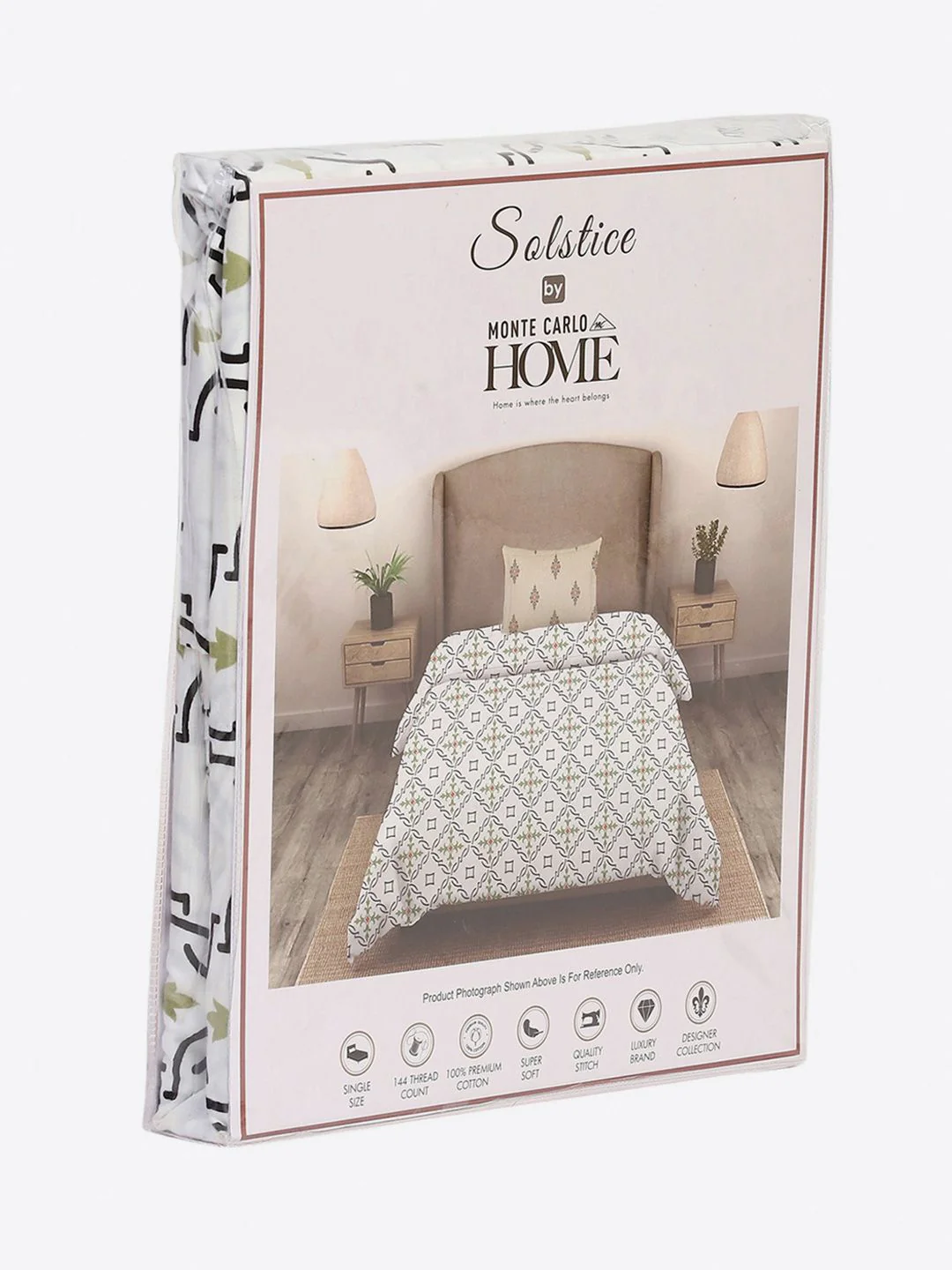 Monte Carlo Grey & White Ethnic Motifs Cotton 144 TC Single Bedsheet Set-2.29 m x 1.52 m - Image 6