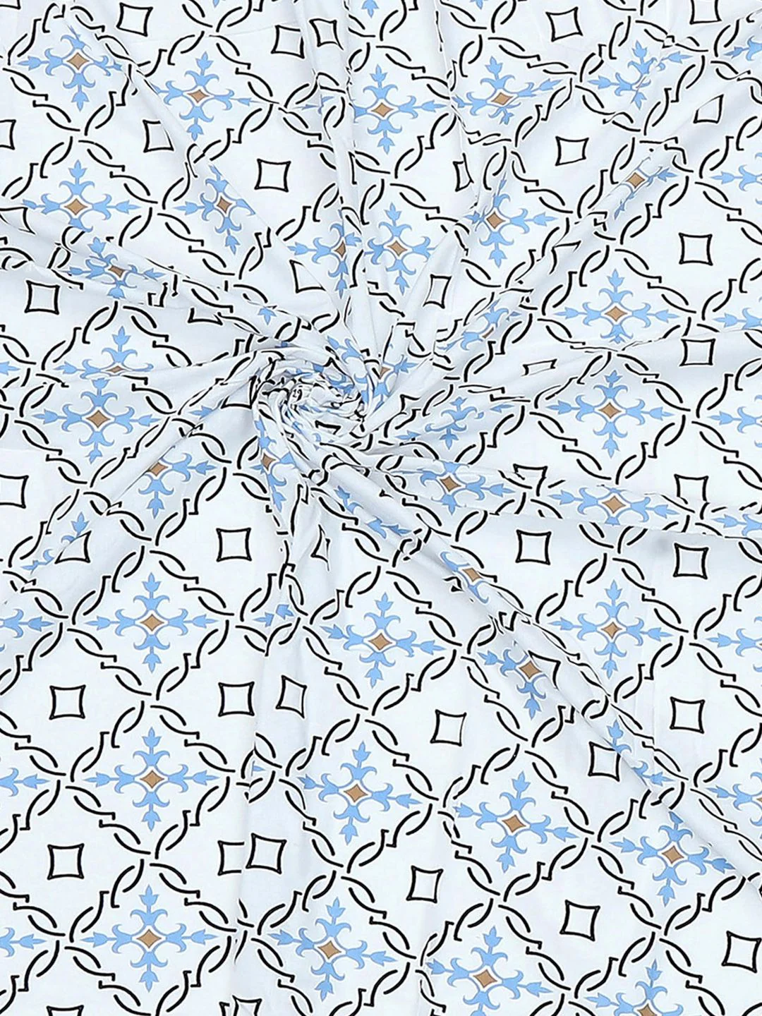 Monte Carlo Grey & White Printed Cotton 144 TC Single Bedsheet Set 2.29 m x 1.52 m - Image 4