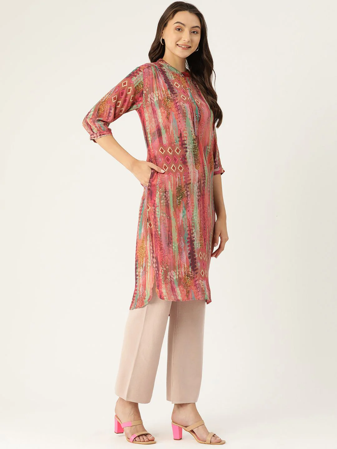 Monte Carlo High-Low Hem Printed Kurta - Image 3