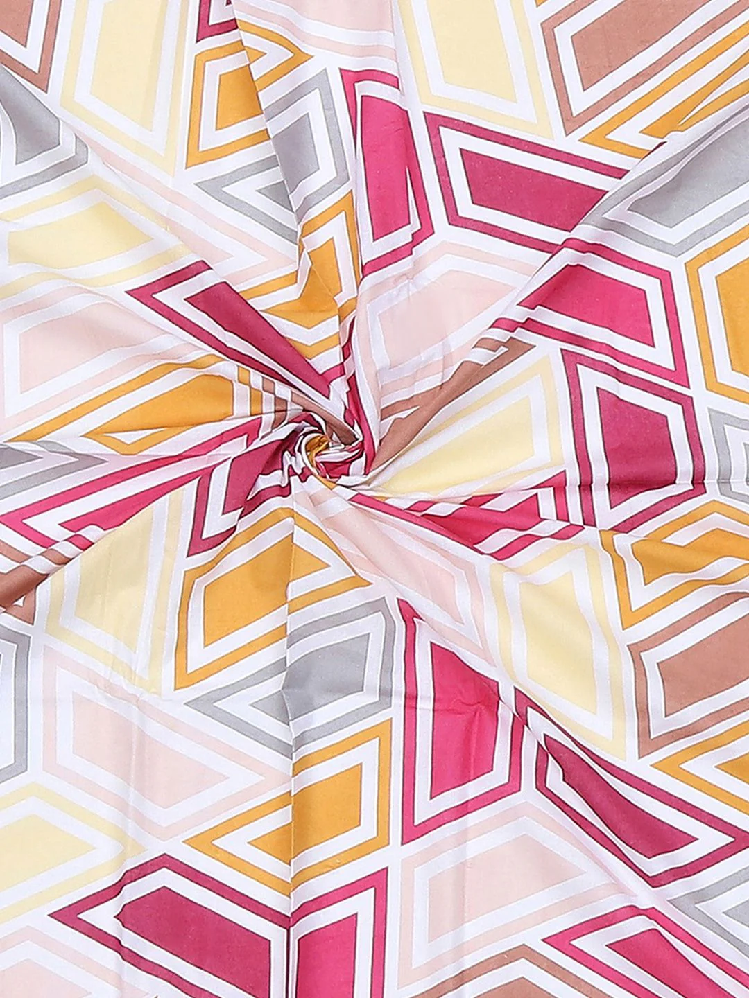 Monte Carlo Magenta & White Geometric Cotton 104 TC Single Bedsheet Set-2.24 m x 1.52 m - Image 4