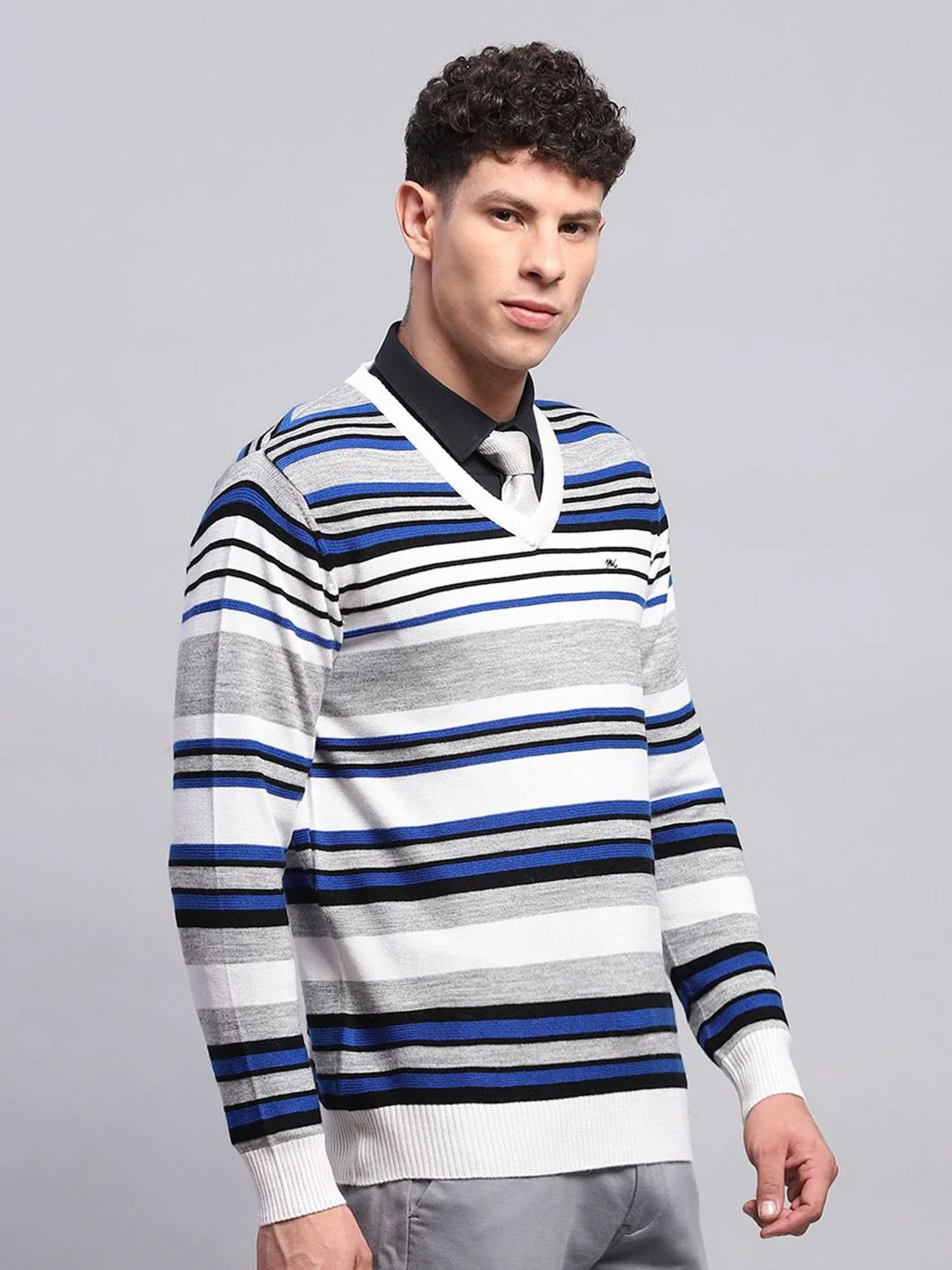 Monte Carlo Men Striped Woollen Pullover - Image 3