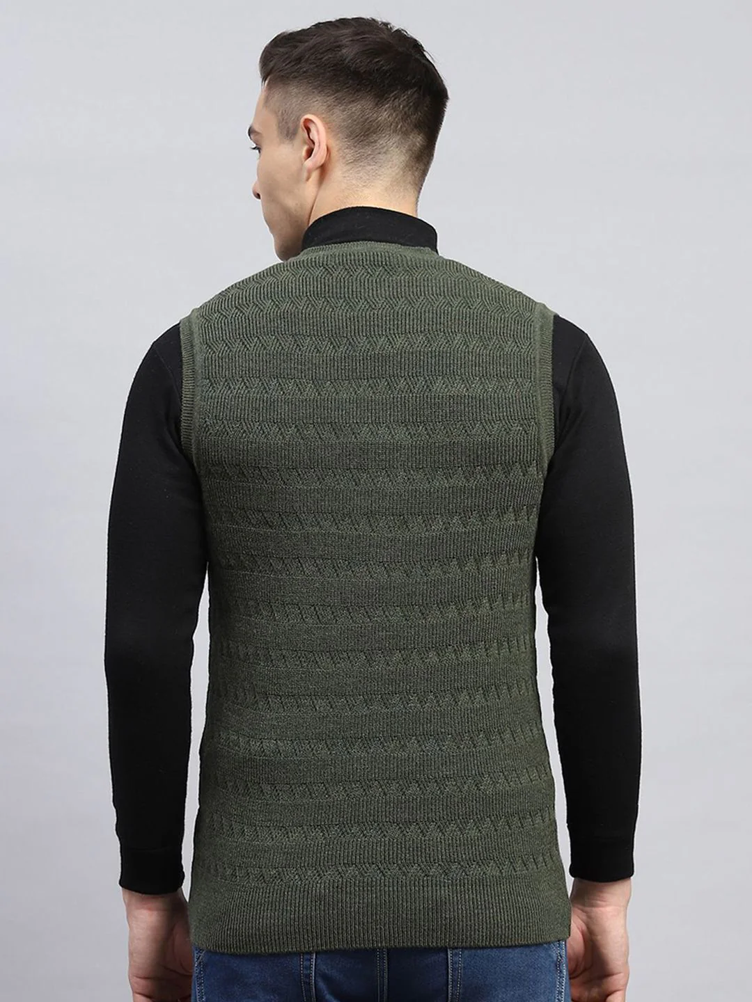 Monte Carlo Men Striped Woollen Sweater Vest - Image 4
