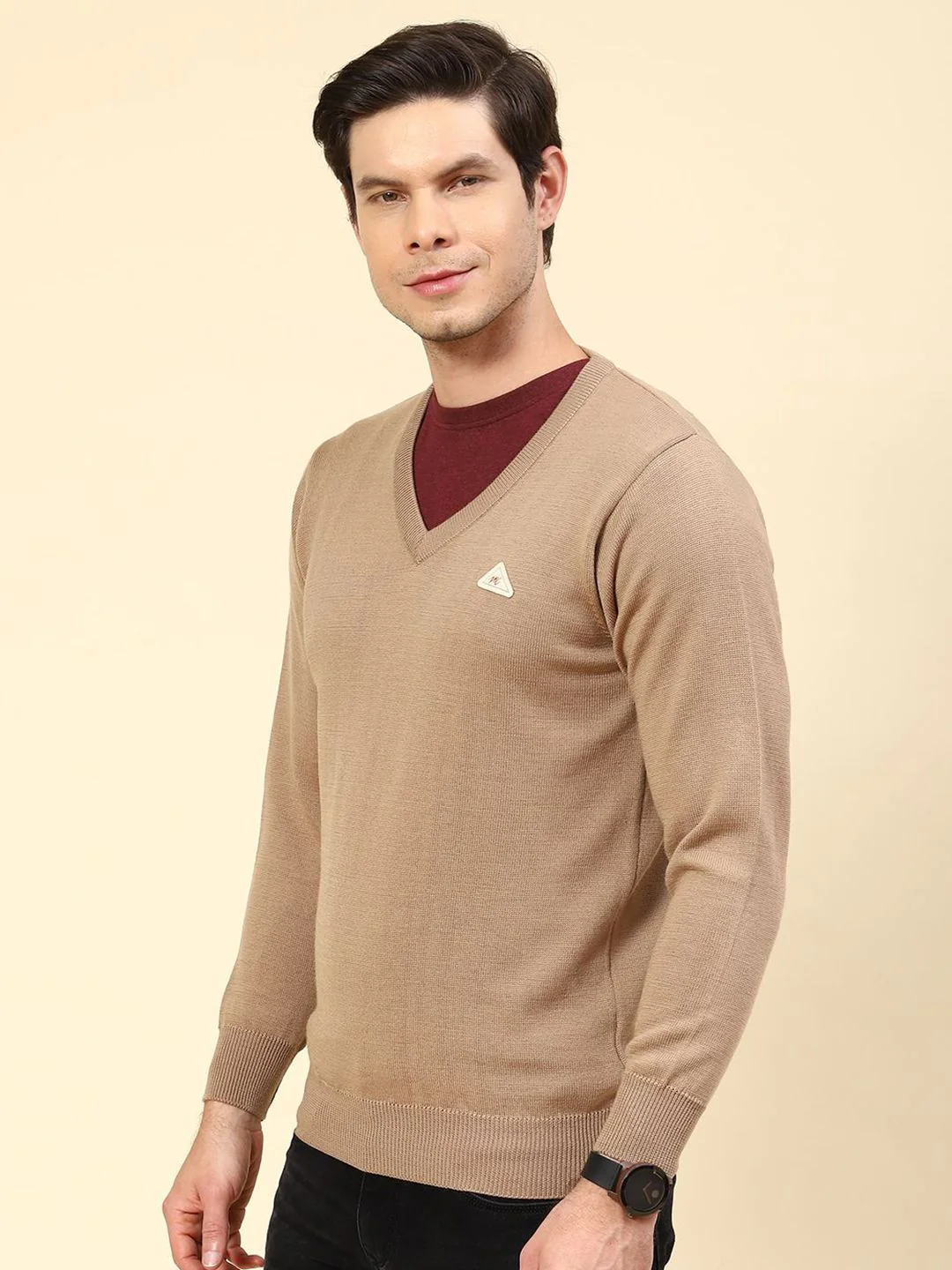 Monte Carlo Men Woollen  V Neck Long Sleeves Pullover Sweater - Image 5