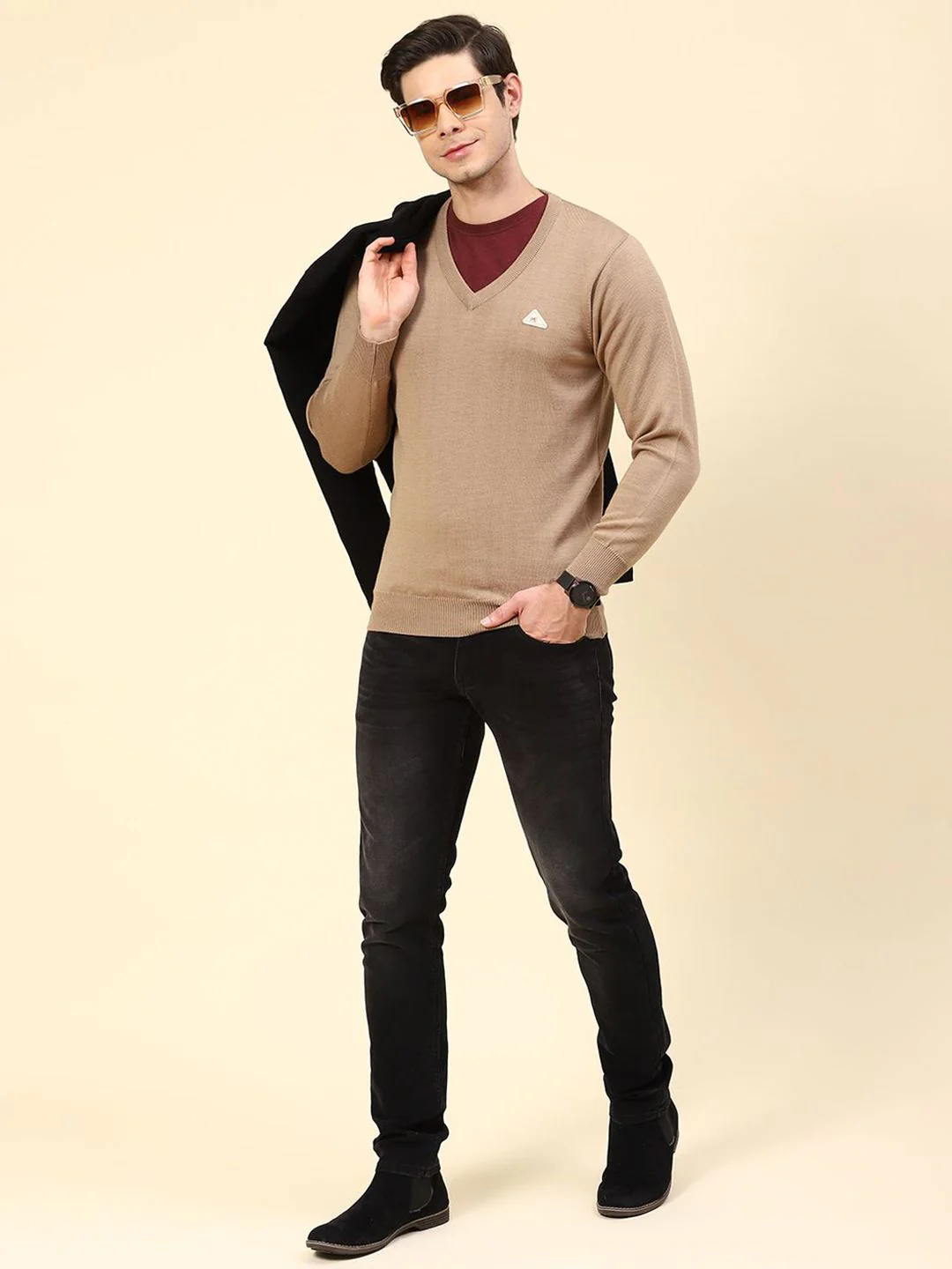 Monte Carlo Men Woollen  V Neck Long Sleeves Pullover Sweater - Image 6