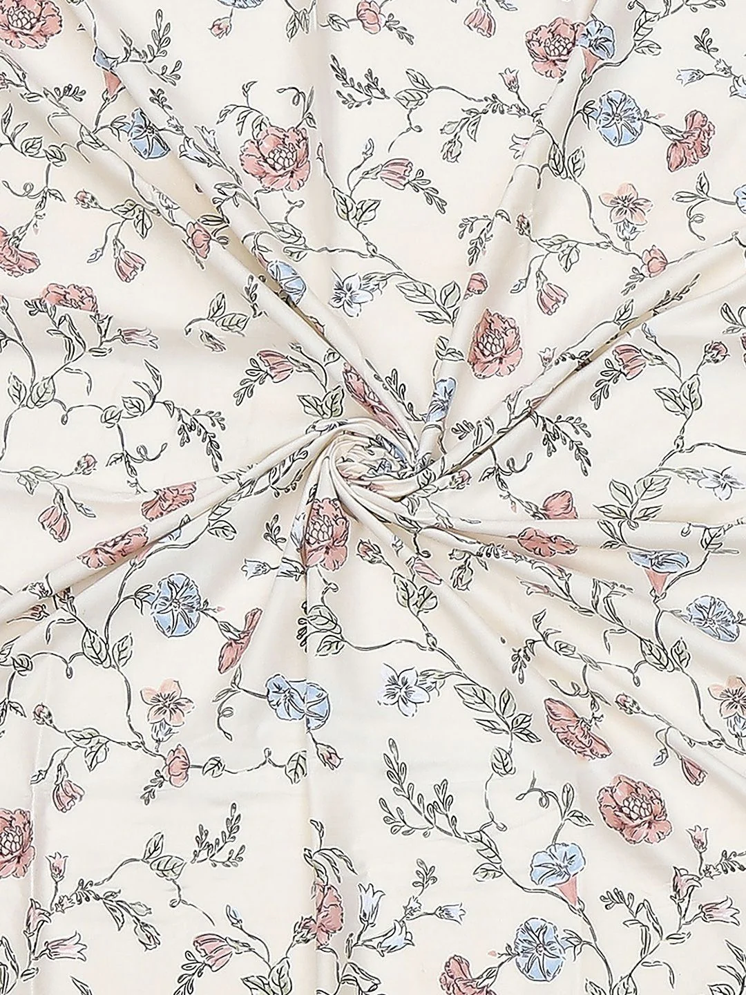Monte Carlo Off White & Peach-Coloured Printed 120 TC Single Bedsheet Set 1.52 m x 2.30 m - Image 4