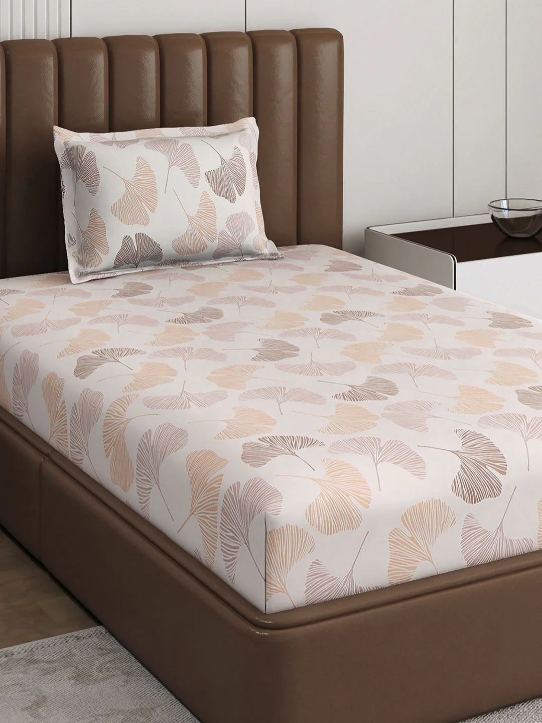 Monte Carlo Pixel Peach-Coloured Printed 120 TC Single Bedsheet Set 1.52 m x 2.30 m - Image 4