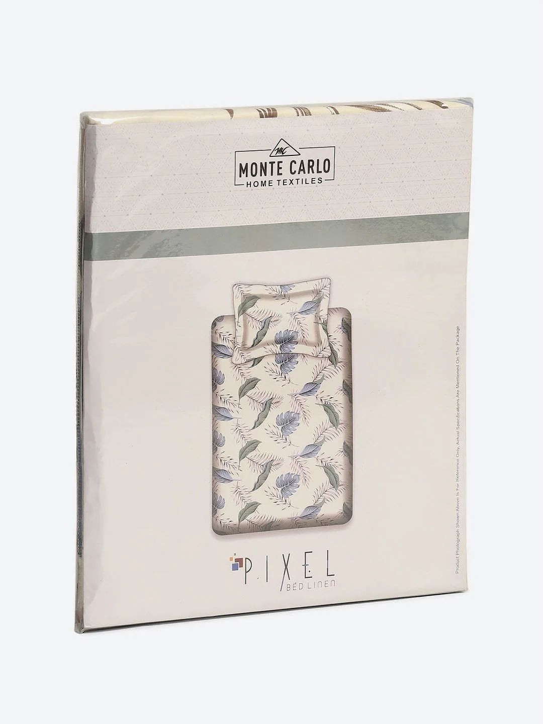 Monte Carlo White & Blue Pixel Ethnic Printed 120 TC Single Bedsheet Set 1.52 m x 2.30 m - Image 6