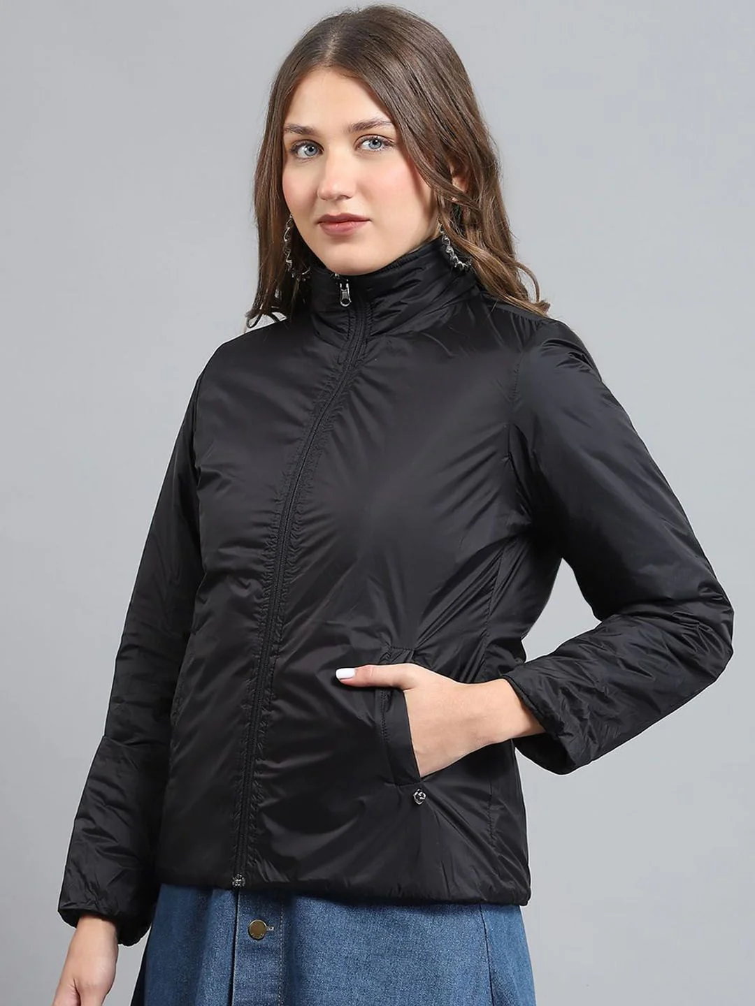 Monte Carlo Women Mock Collar Solid Casual Lightweight Padded Jacket - Image 5