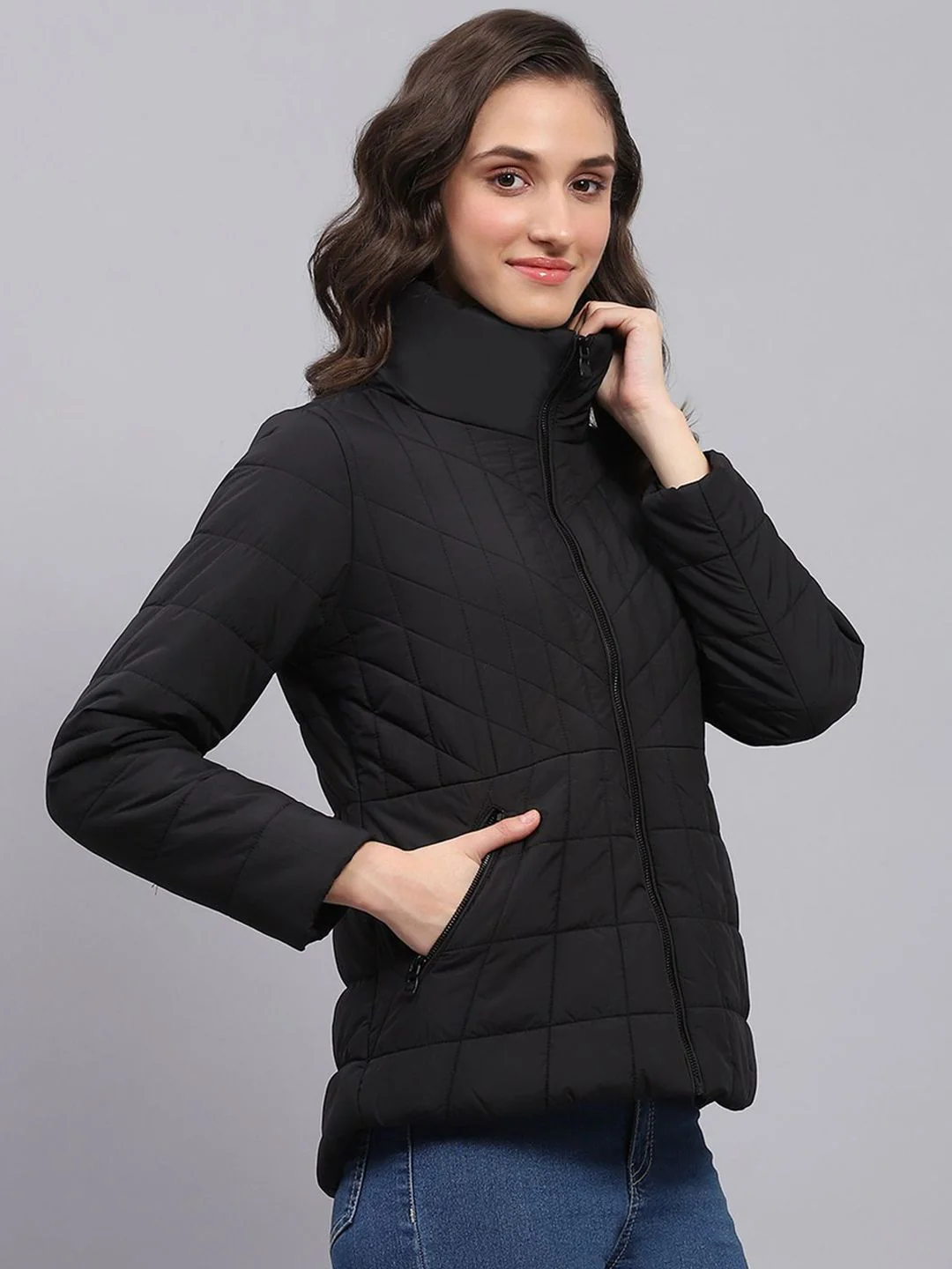 Monte Carlo Women Mock Collar Solid Casual Padded Jacket - Image 3