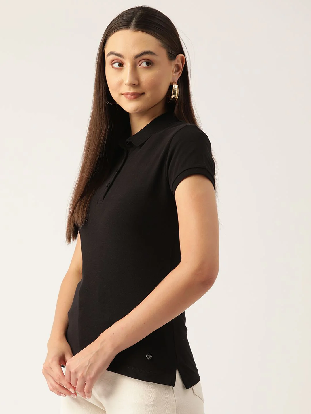 Monte Carlo Women Polo Collar Pure Cotton T-shirt - Image 3
