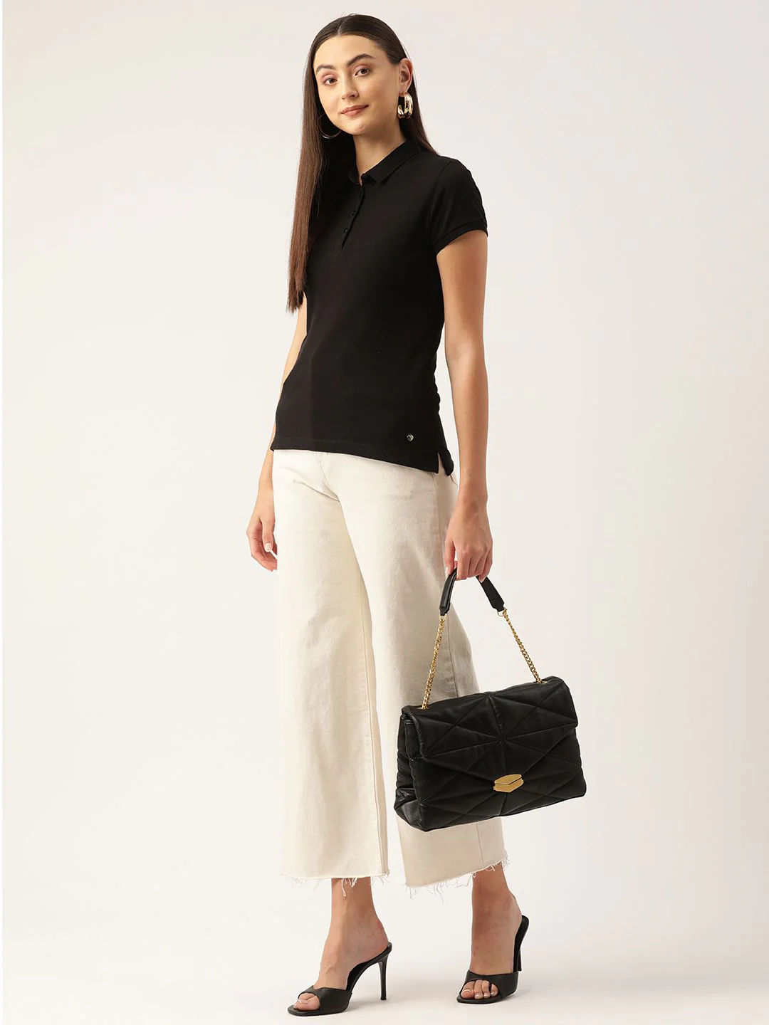 Monte Carlo Women Polo Collar Pure Cotton T-shirt - Image 4