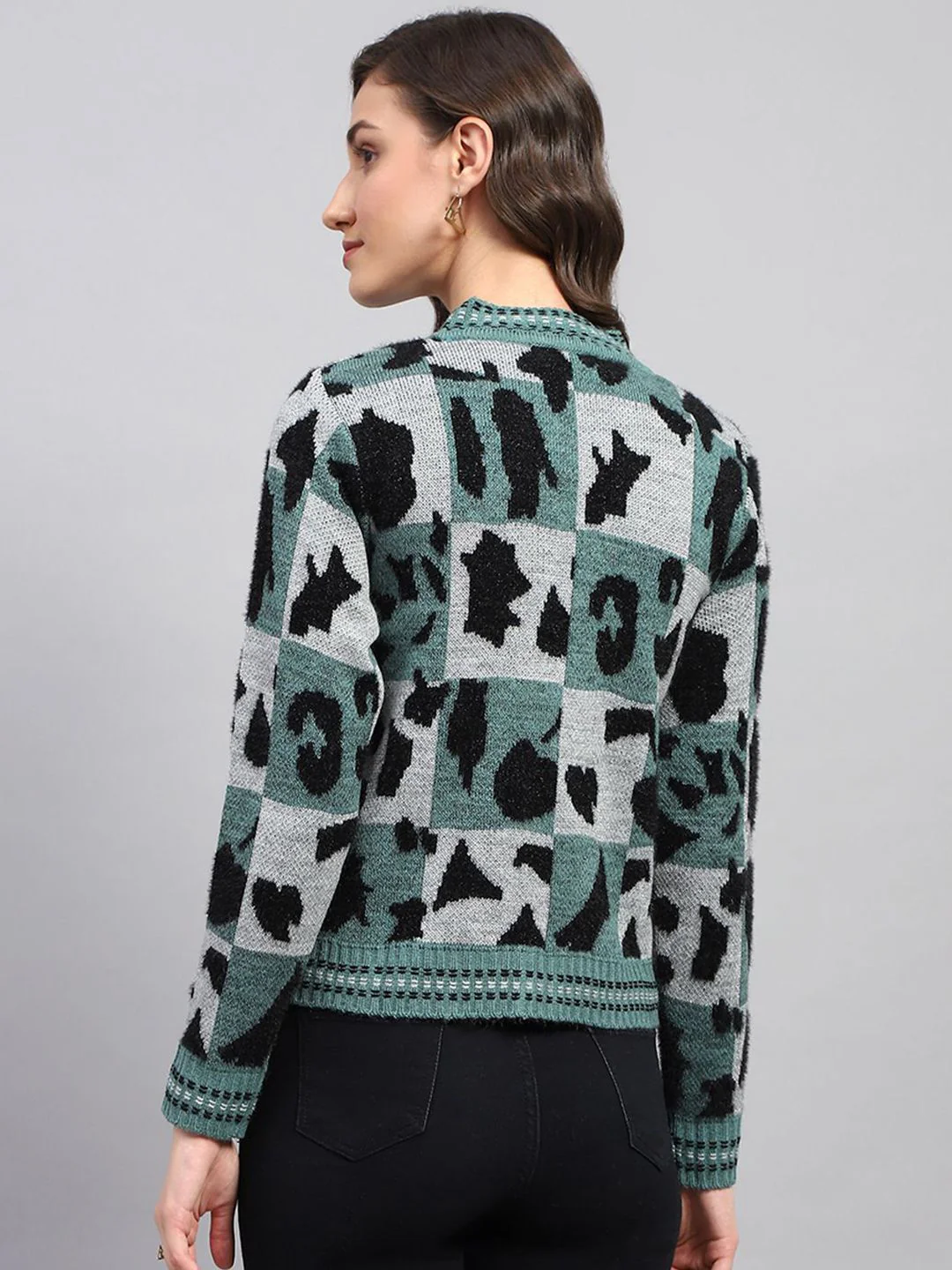 Monte Carlo Women Printed Woollen Longline Cardigan - Image 4