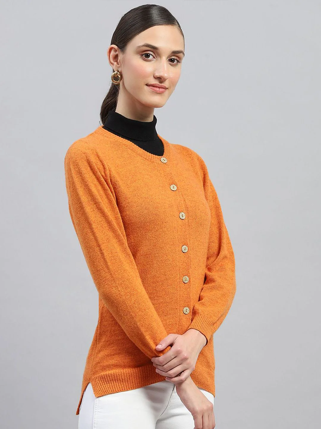 Monte Carlo Women Solid Round Neck Cardigan - Image 3