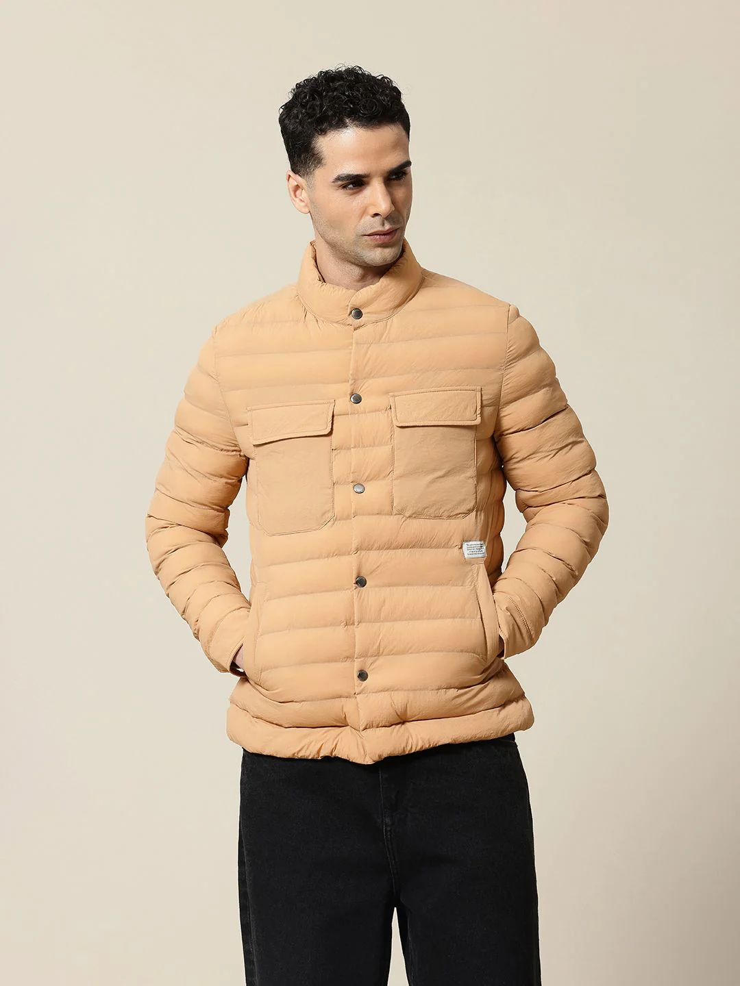 Mr Bowerbird Band Collar Tailored Fit Puffer Jacket - Image 3