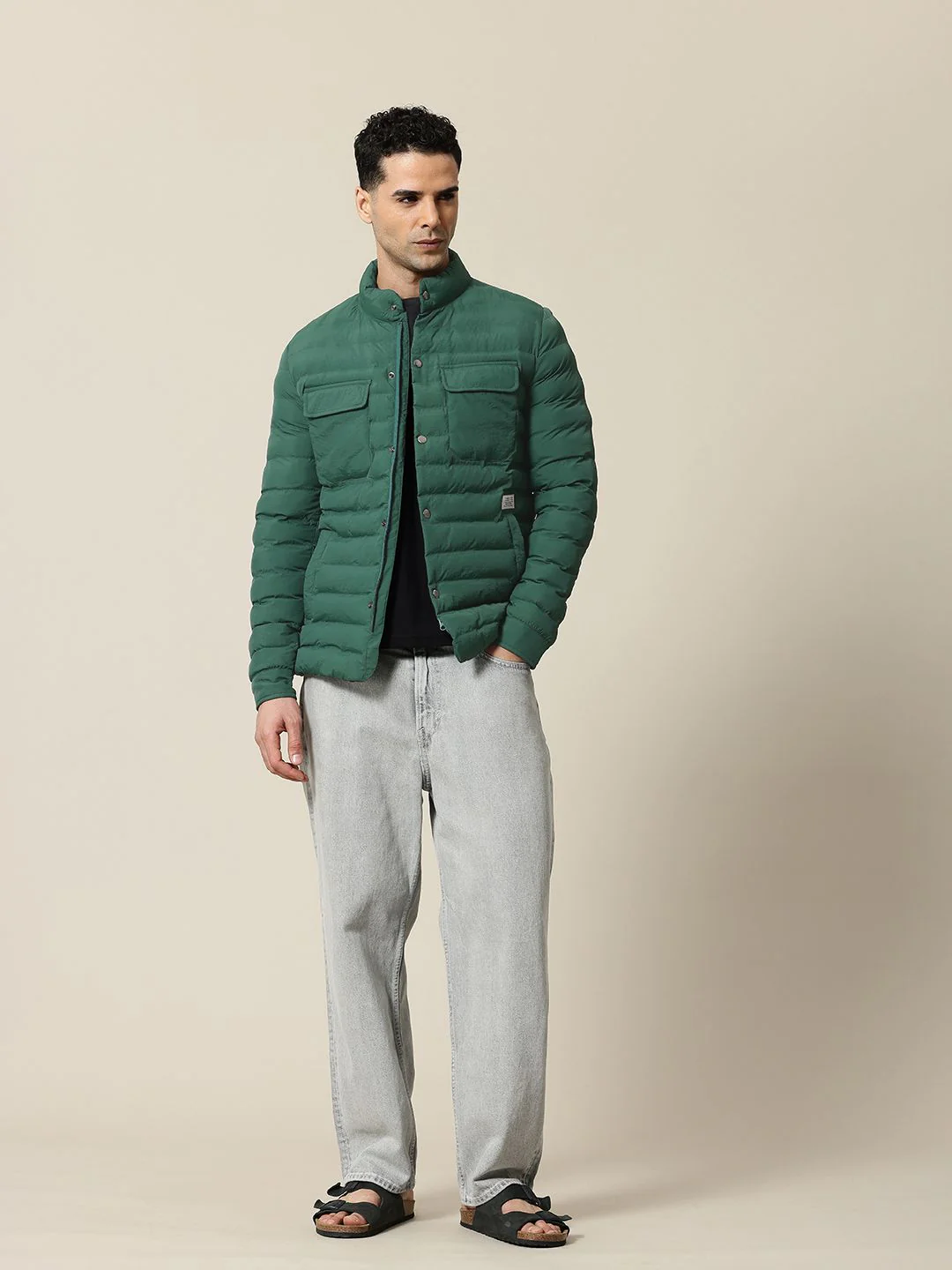 Mr Bowerbird Band Collar Tailored Fit Puffer Jacket - Image 4