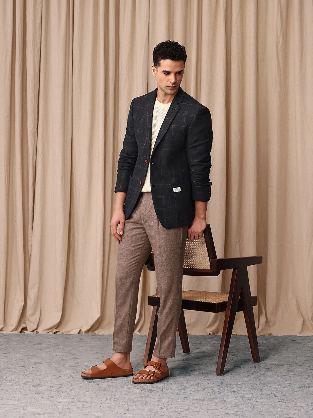 Mr Bowerbird Checked Single-Breasted Tailored Fit Casual Blazer - Image 4