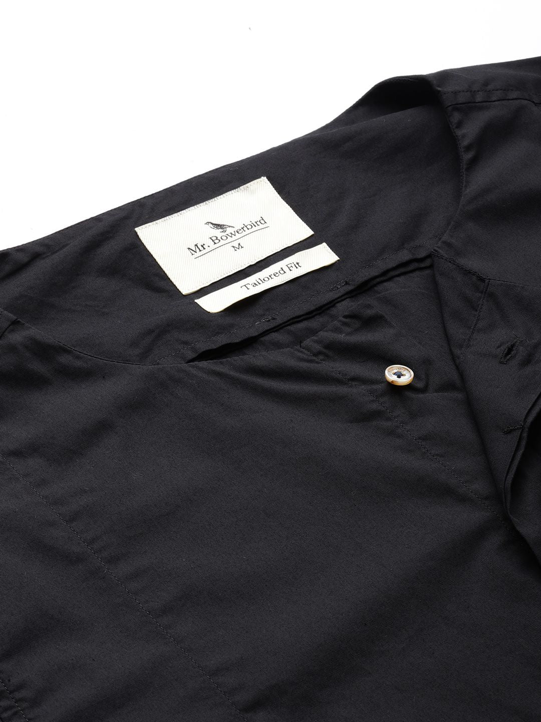 Mr Bowerbird Men Black Tailored Fit Solid Casual Shirt - Image 2