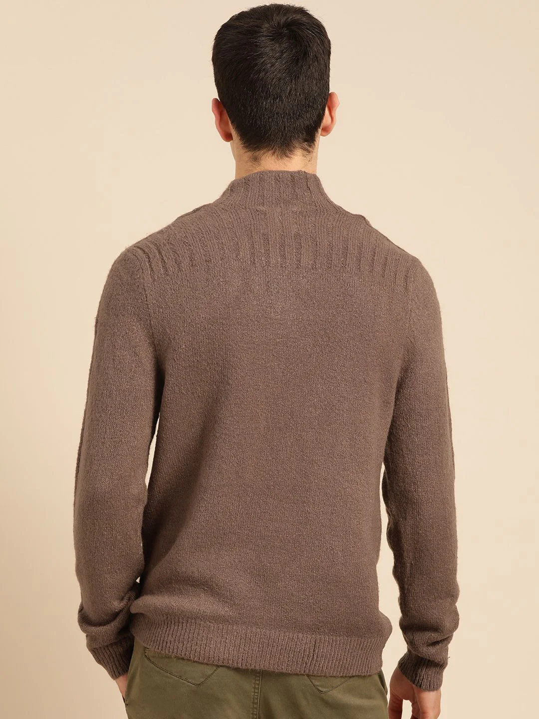 Mr Bowerbird Men Brown Solid Pullover Sweater - Image 5