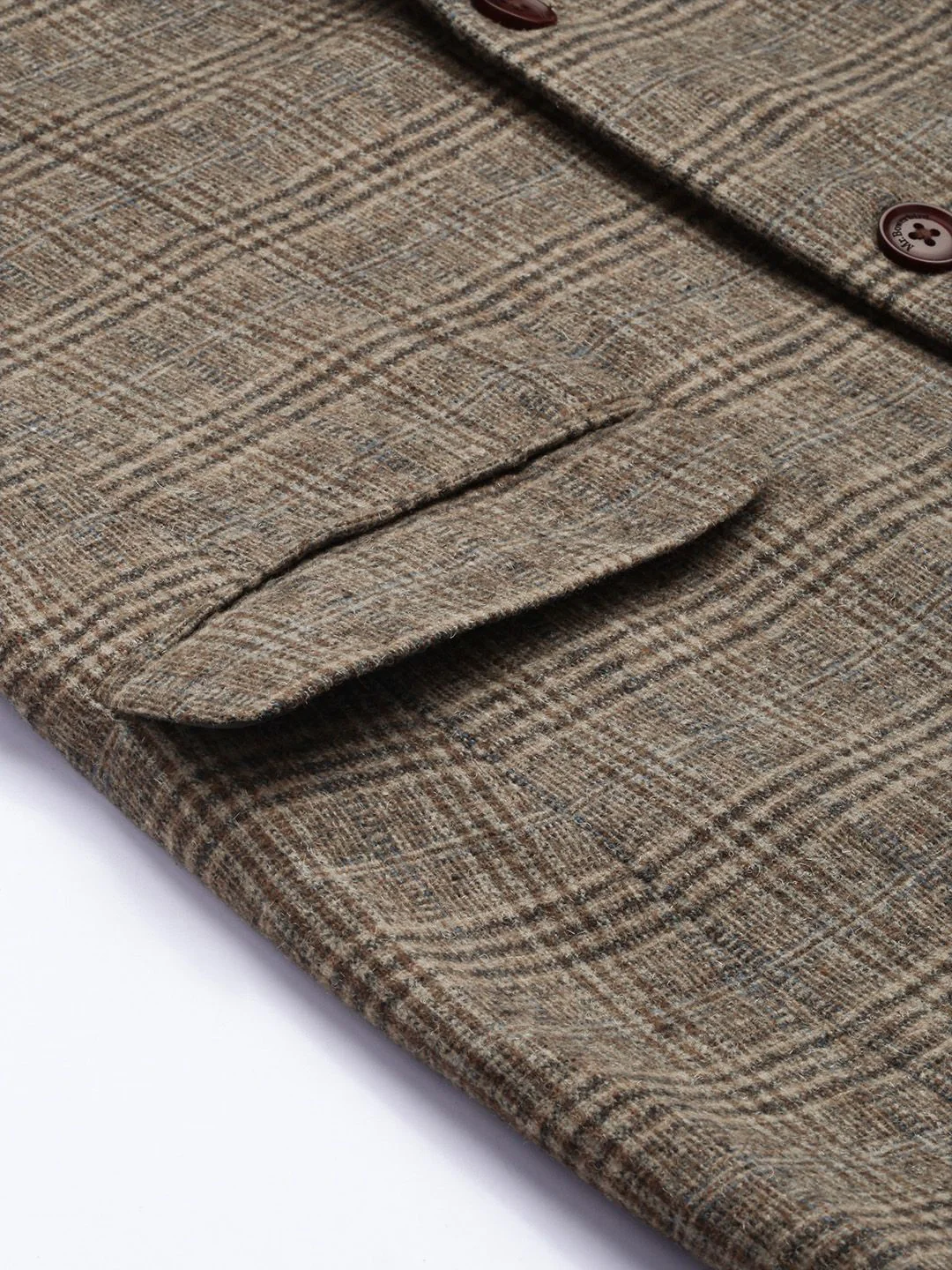 Mr. Bowerbird Men Brown Tailored-Fit Tartan Checked Single Breasted Casual Blazer - Image 6