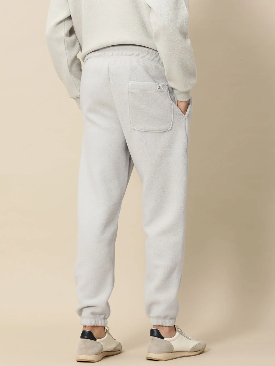 Mr Bowerbird Men Grey Melange Pile Fleece Joggers - Image 3