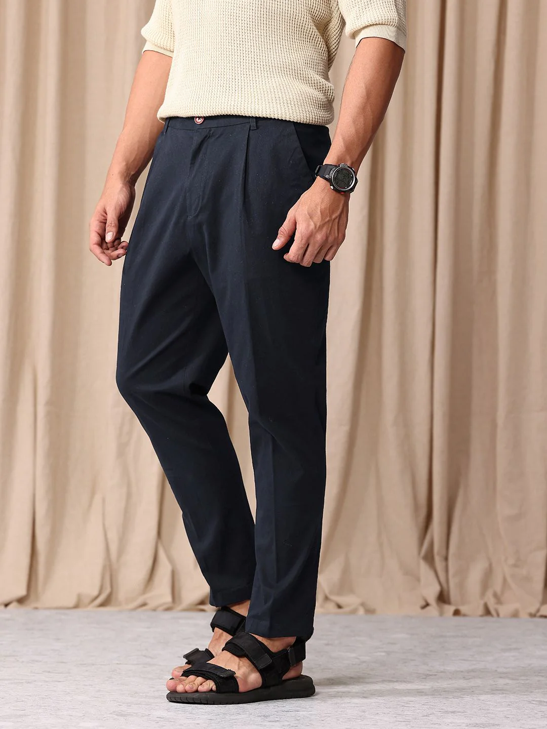 Mr Bowerbird Men Liberal Fit Pleated Trousers