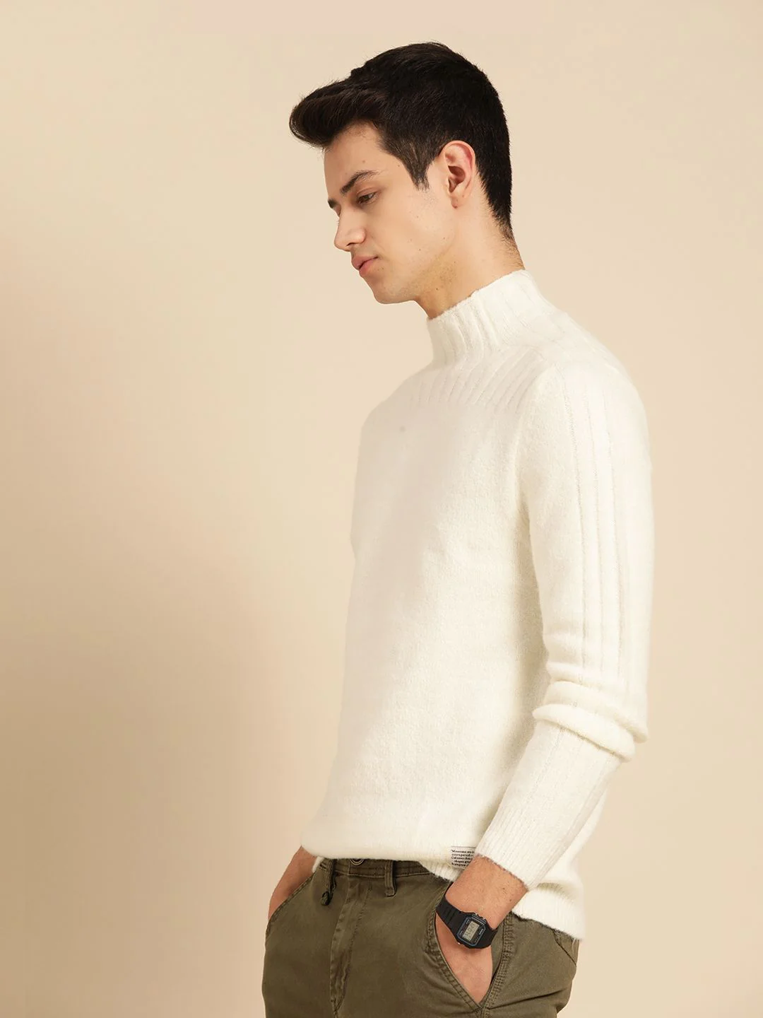 Mr Bowerbird Men Off-White Solid Pullover - Image 3