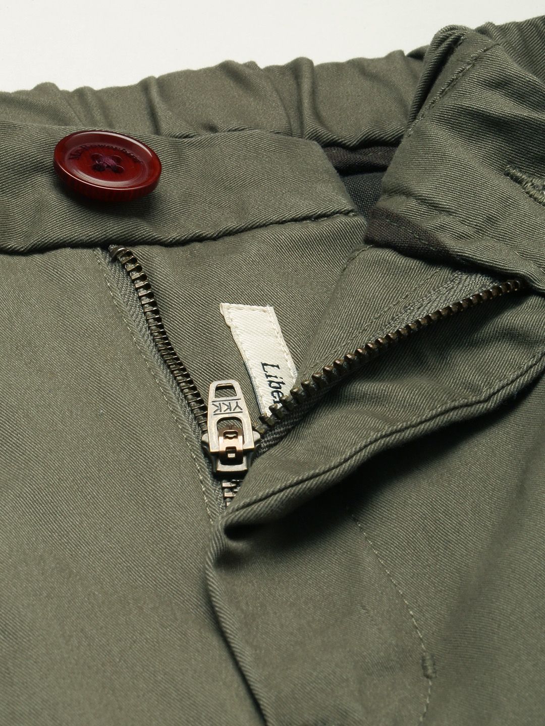 Mr Bowerbird Men Olive Green Slim Fit Solid Cropped Chinos - Image 4