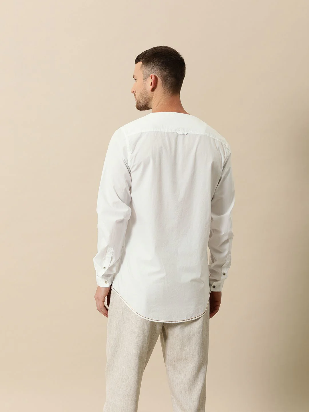 Mr Bowerbird Men White Tailored Fit Solid Casual Shirt - Image 4