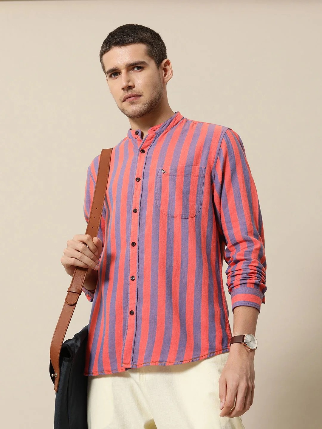 Mr Bowerbird Pure Cotton Tailored Fit Opaque Striped Casual Shirt - Image 5