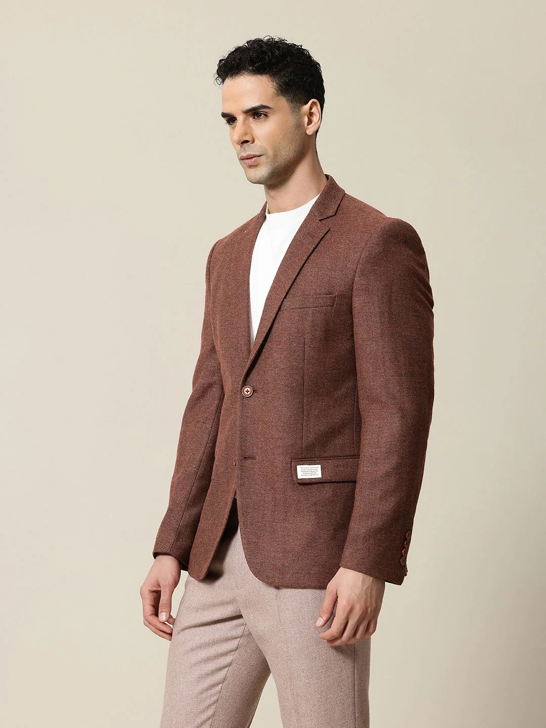 Mr.Bowerbird Self Design Tailored Fit Casual Blazer - Image 3